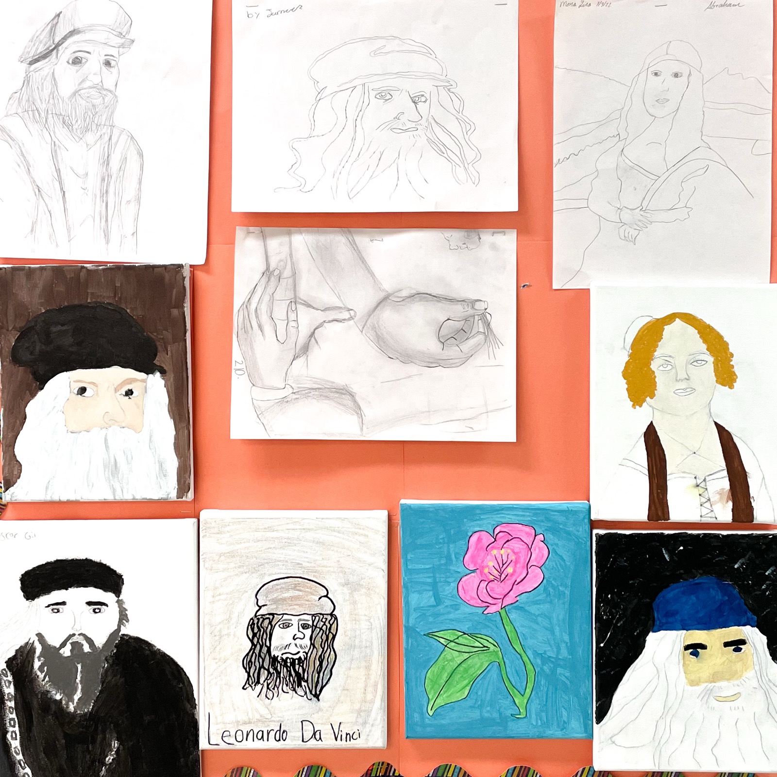 Student portraits of Leonardo da Vinci