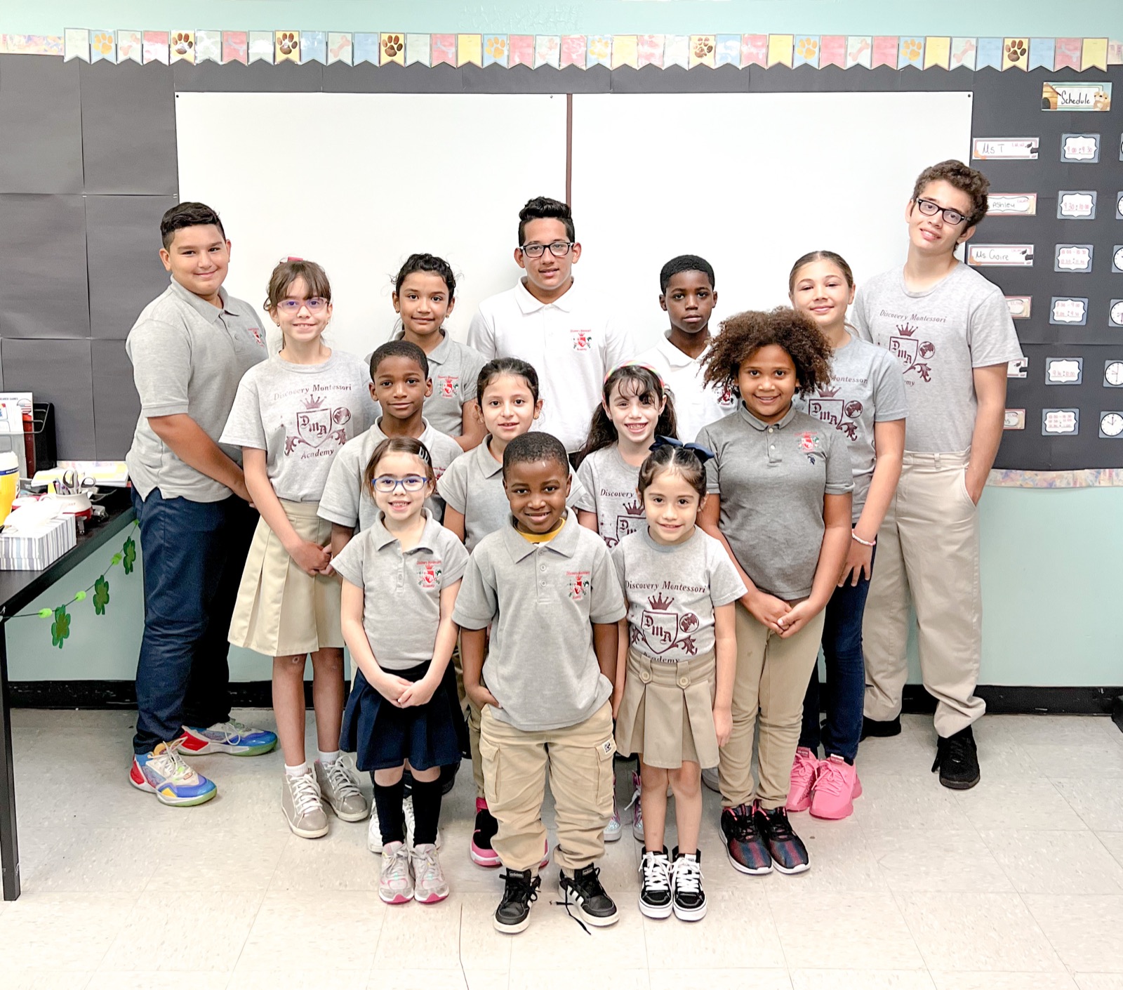 A class in uniform gathered for a group photo